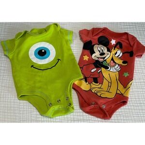 Disney Baby Pixar Mickey Mouse Pluto Bodysuit Onesie Newborn NB 0/3 Months